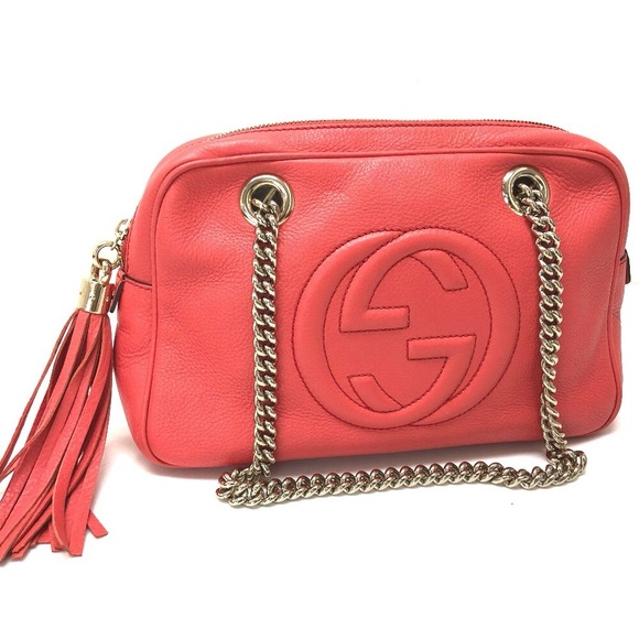 Gucci Handbags - Gucci Small Soho Double Chain Shoulder Bag in Begonia Pink 308983